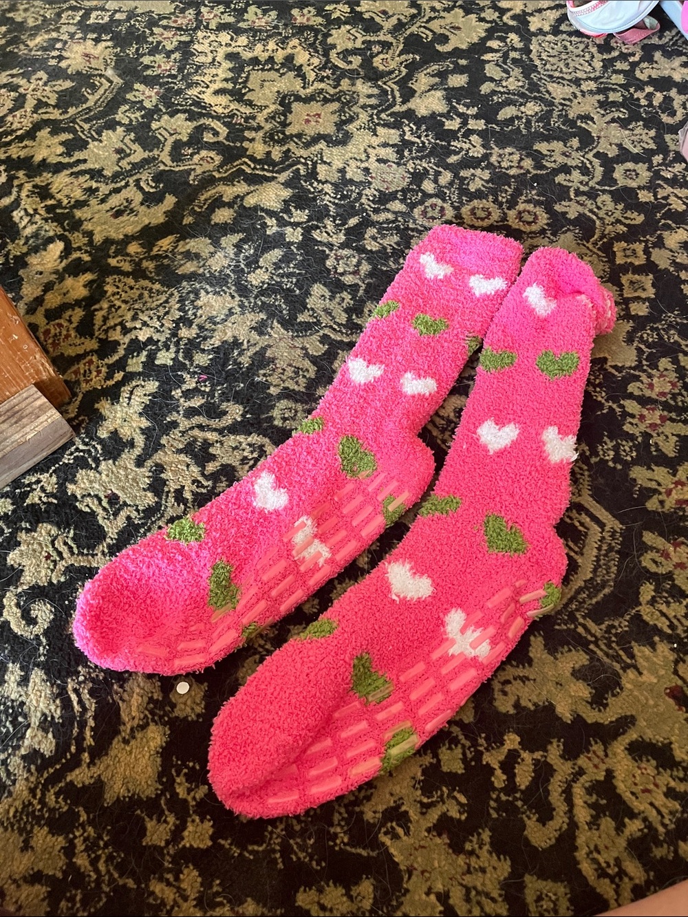 Cozy Pink Heart Fuzzy Socks